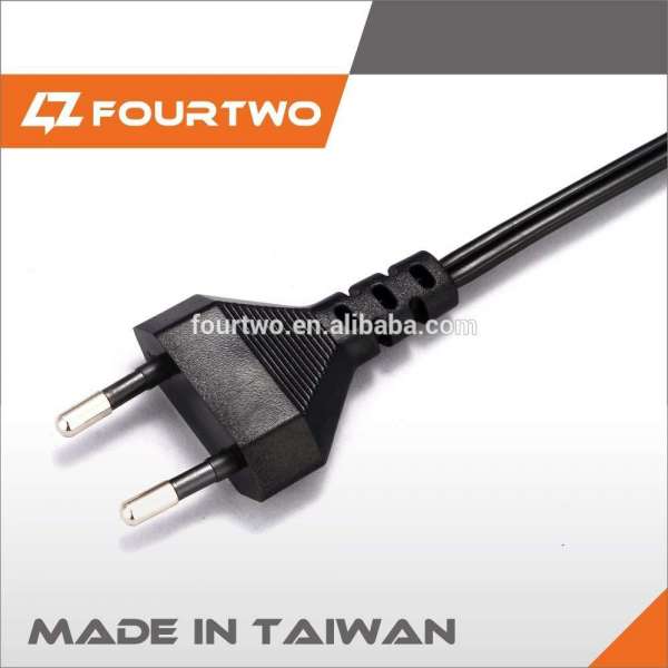 Top Quality flat wire AC power 2 pin round pin European plug